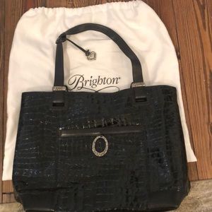 Brighton black leather purse, laptop bag
